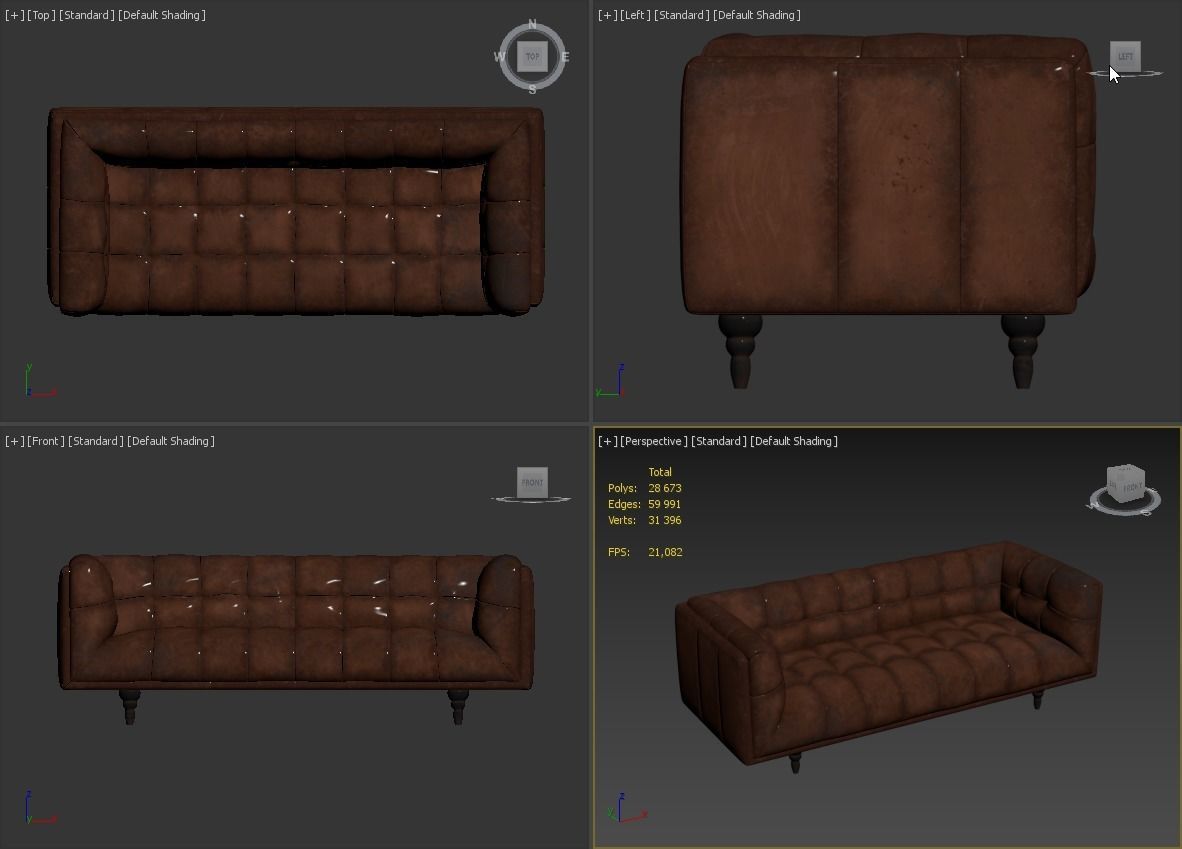 Old Leather Sofa Free low-poly 3D model_23