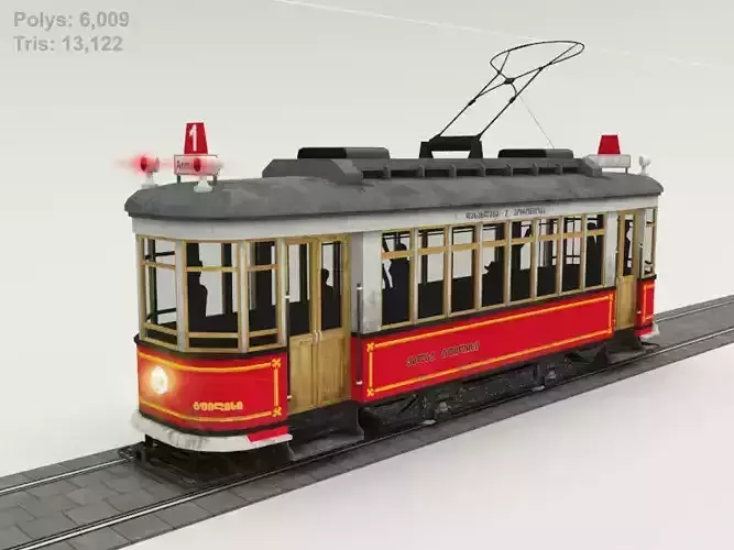 Old Tram Low-poly 3D model