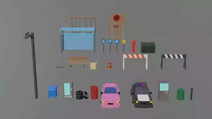 Low-poly city or urban pack