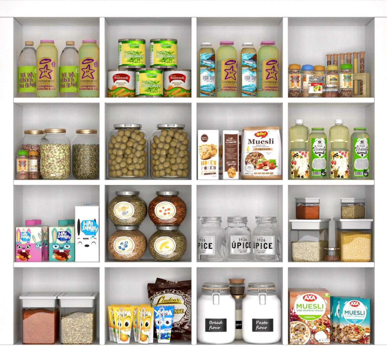 Cupboard with food 3D model_2