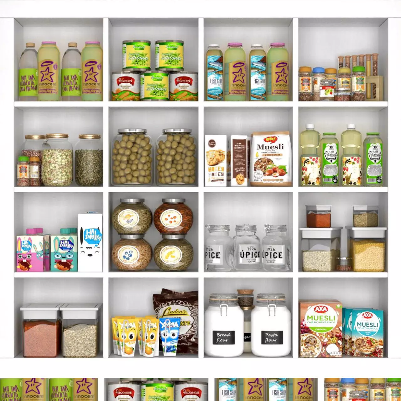 Cupboard with food 3D model_0