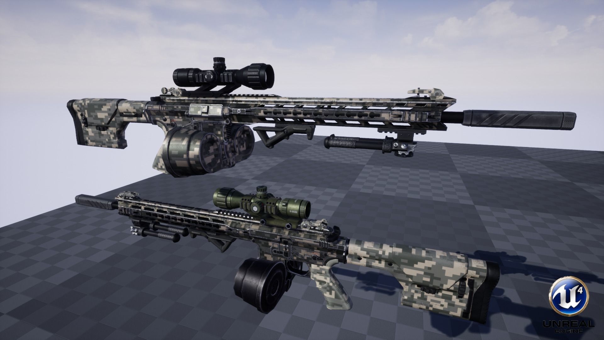 Modular Combat Rifle-Designated Marksman Variant Low-poly 3D model_27