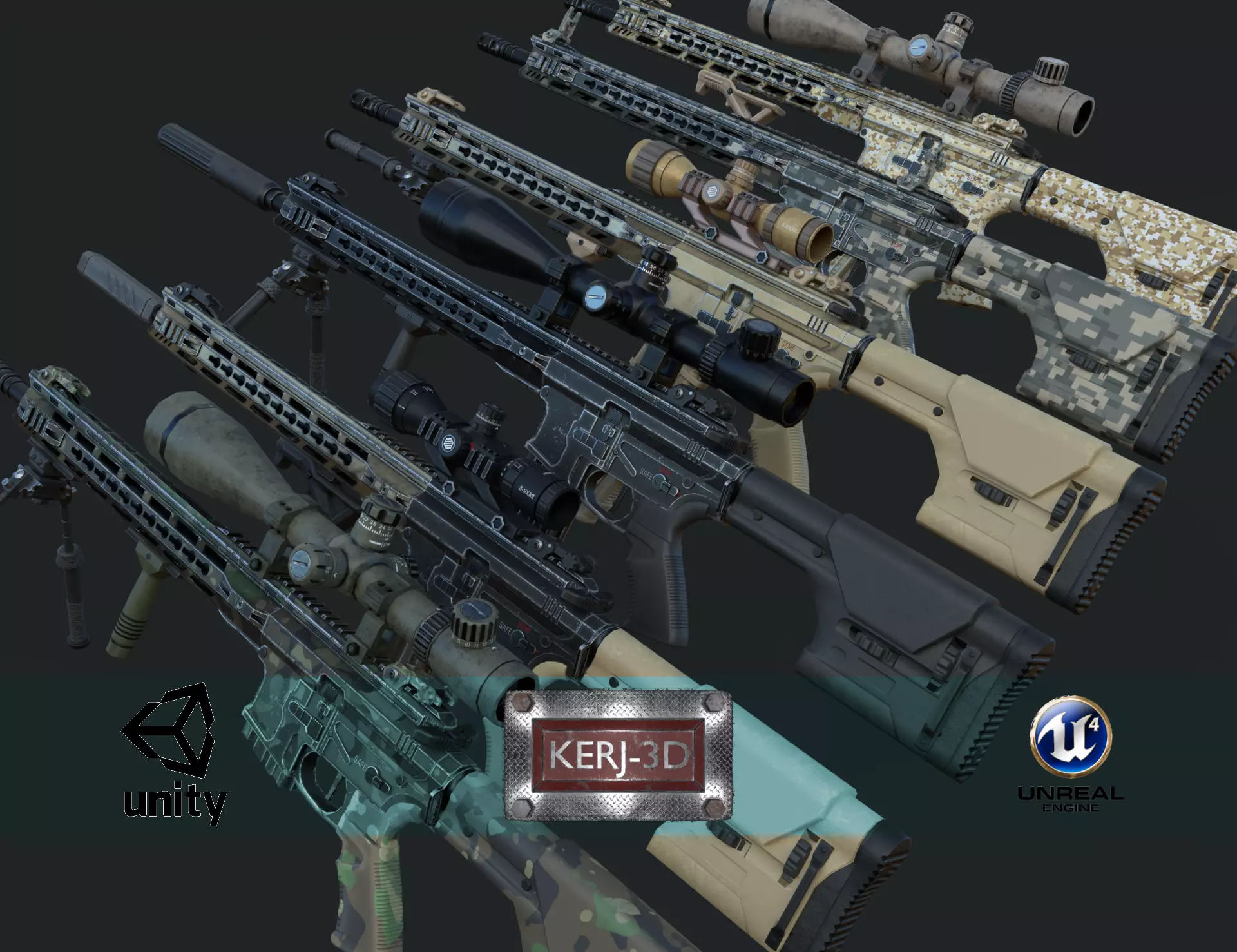 Modular Combat Rifle-Designated Marksman Variant Low-poly 3D model_0