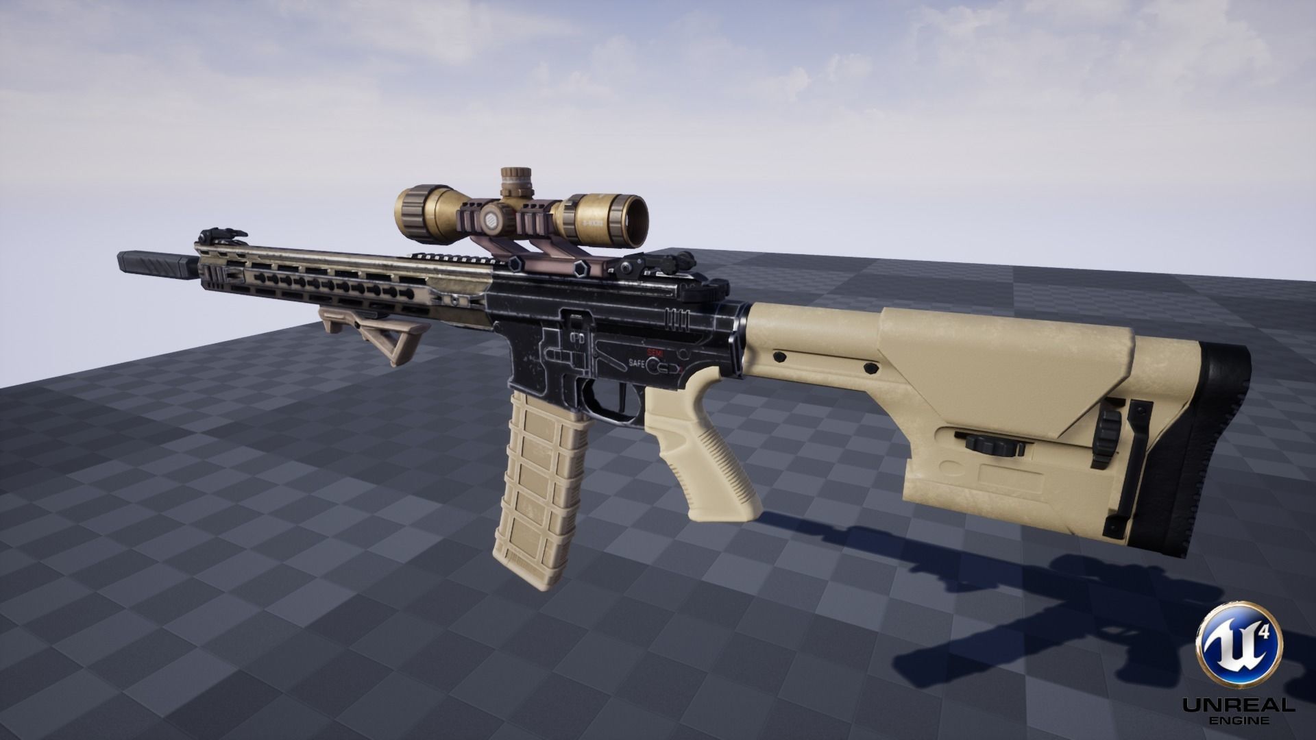 Modular Combat Rifle-Designated Marksman Variant Low-poly 3D model_26