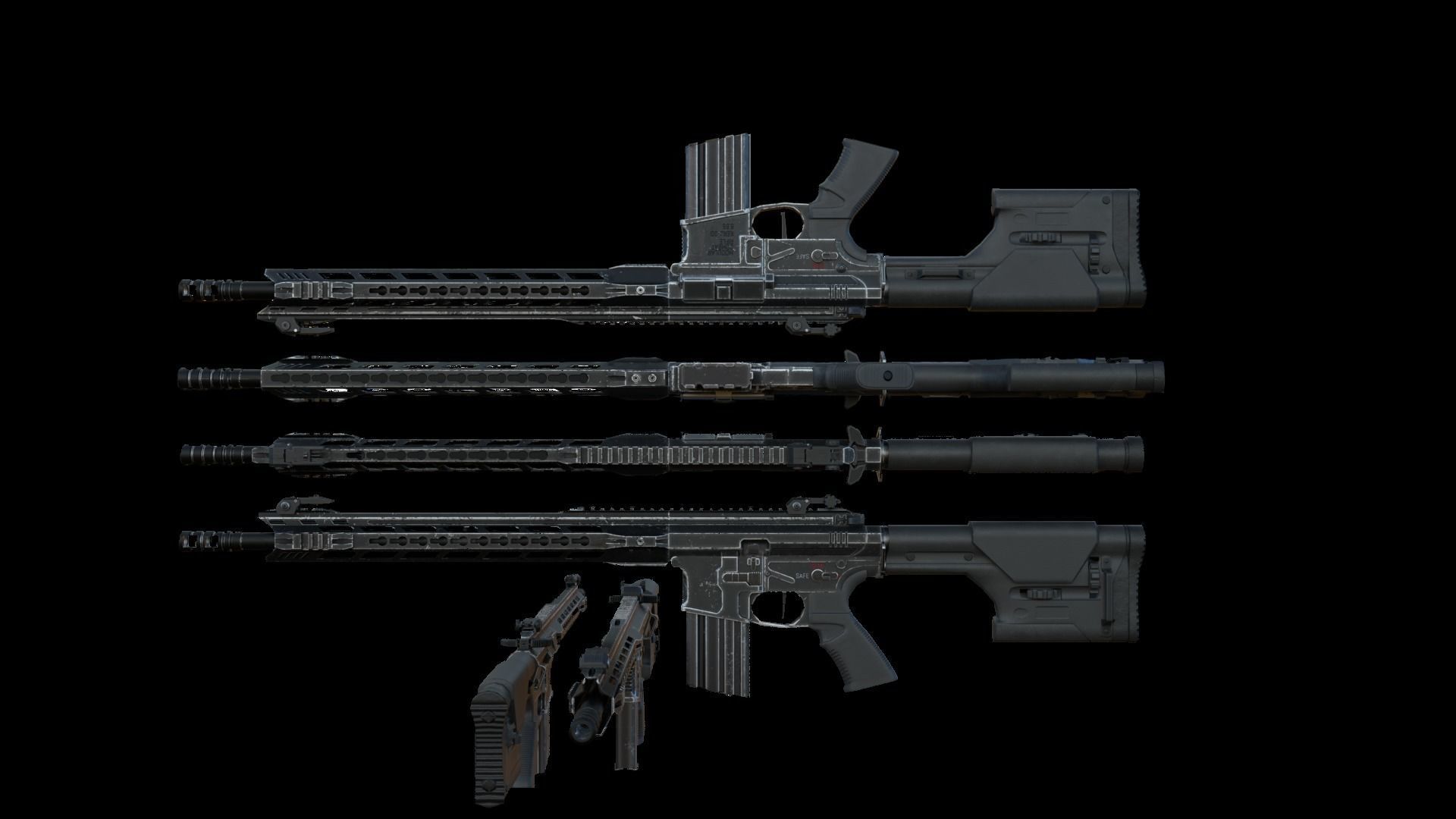 Modular Combat Rifle-Designated Marksman Variant Low-poly 3D model_10