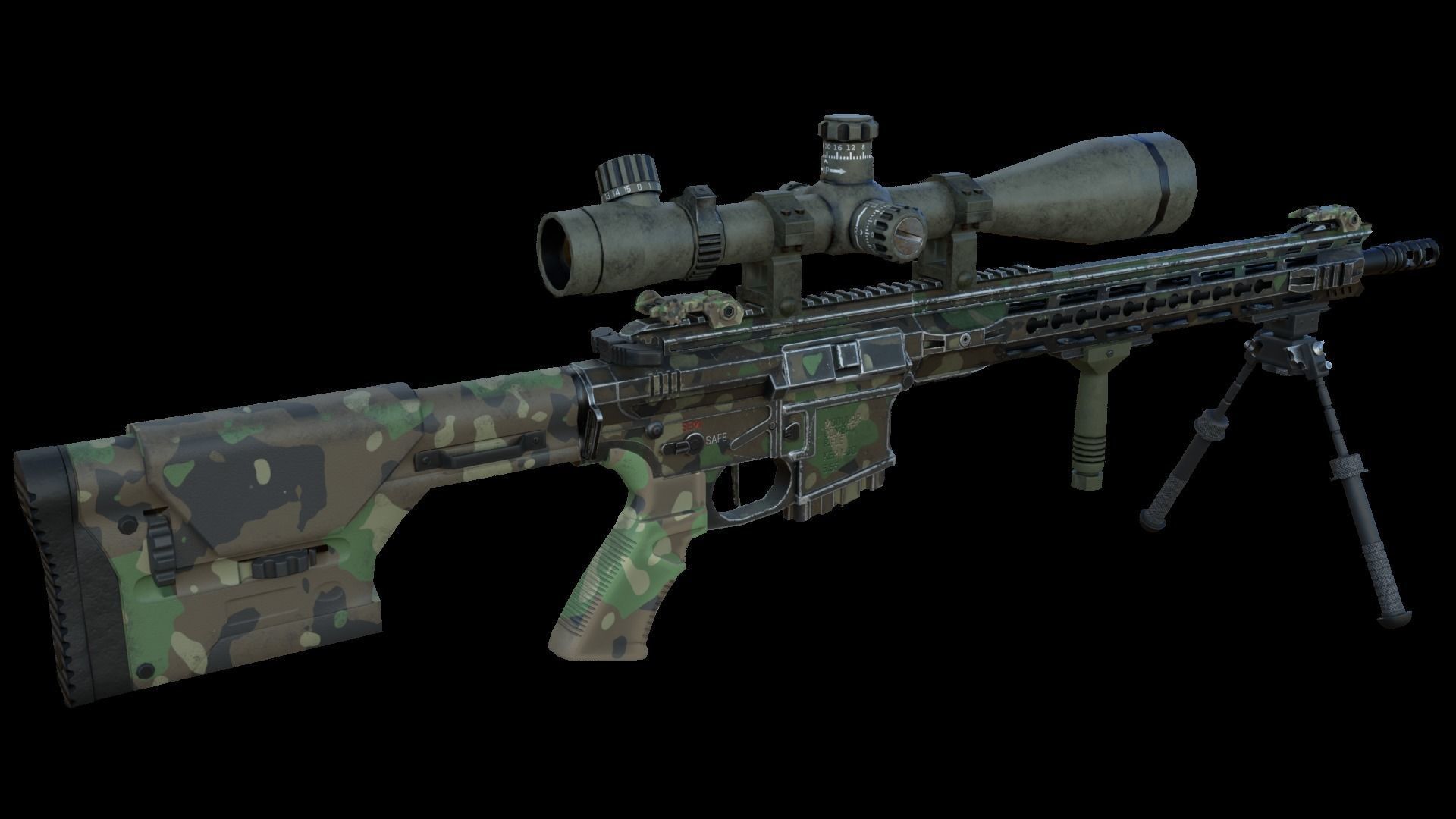 Modular Combat Rifle-Designated Marksman Variant Low-poly 3D model_4