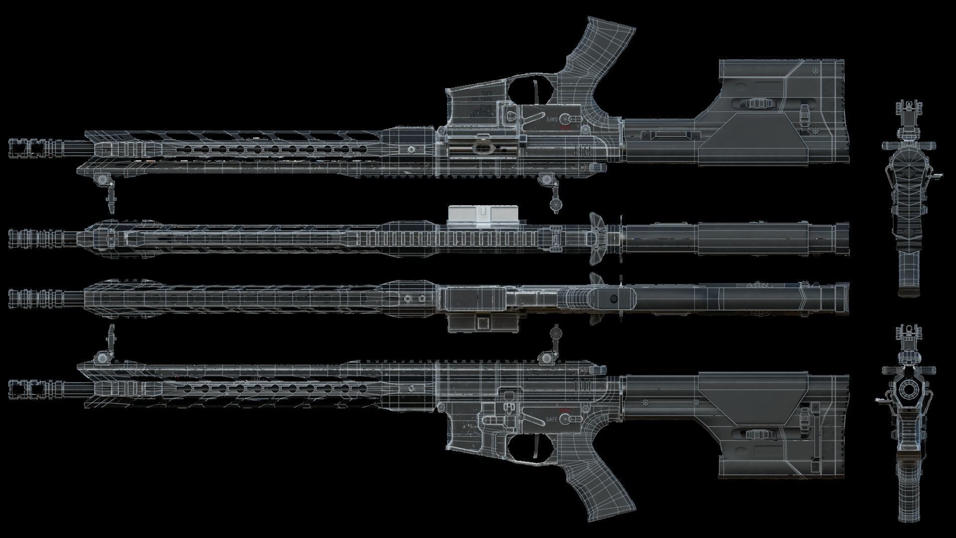 Modular Combat Rifle-Designated Marksman Variant Low-poly 3D model_60