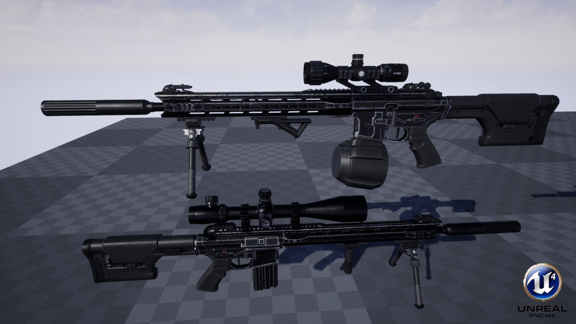 Modular Combat Rifle-Designated Marksman Variant Low-poly 3D model_16