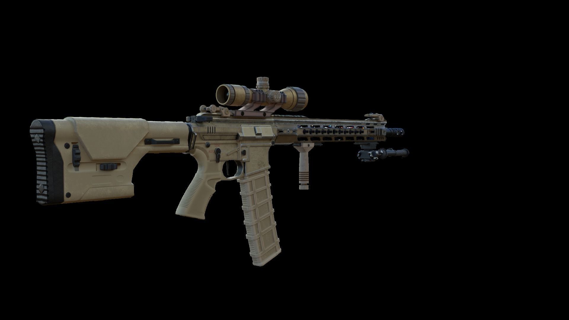 Modular Combat Rifle-Designated Marksman Variant Low-poly 3D model_6