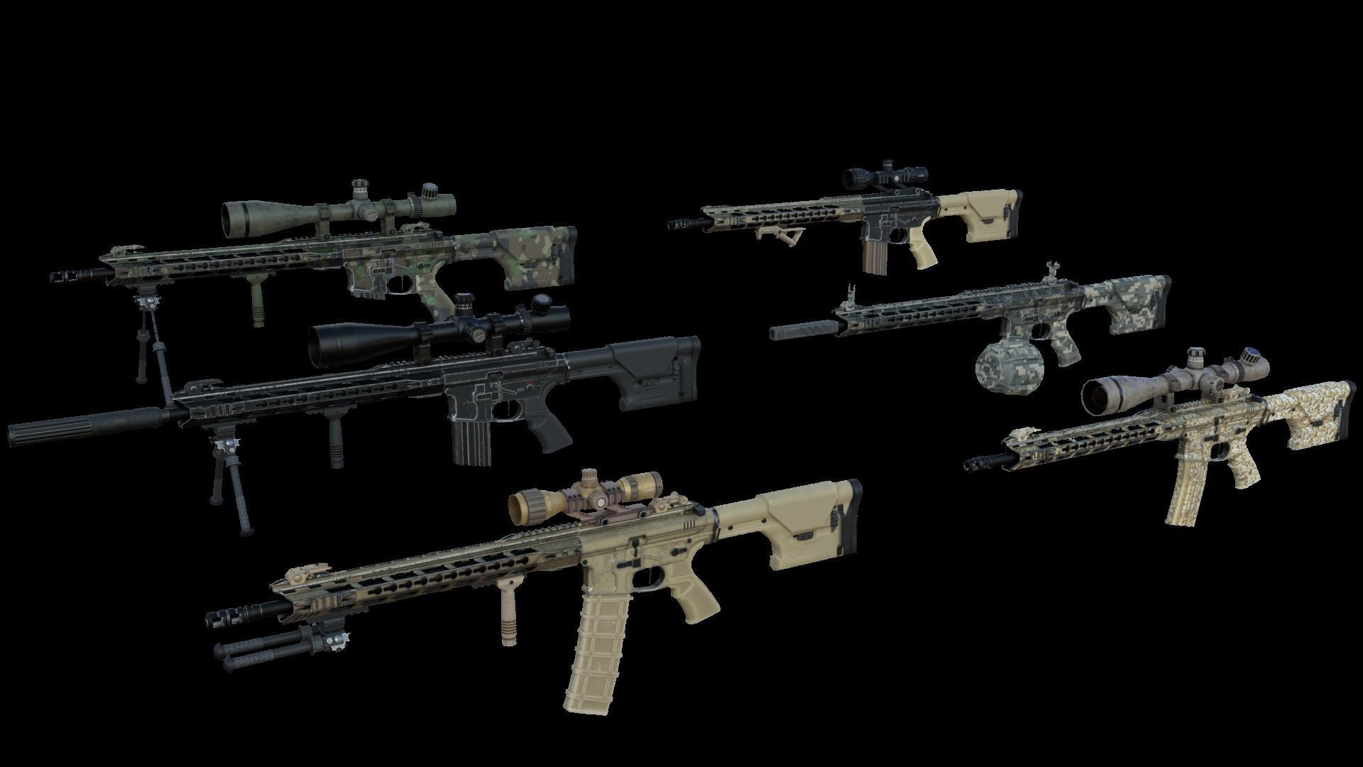 Modular Combat Rifle-Designated Marksman Variant Low-poly 3D model_11