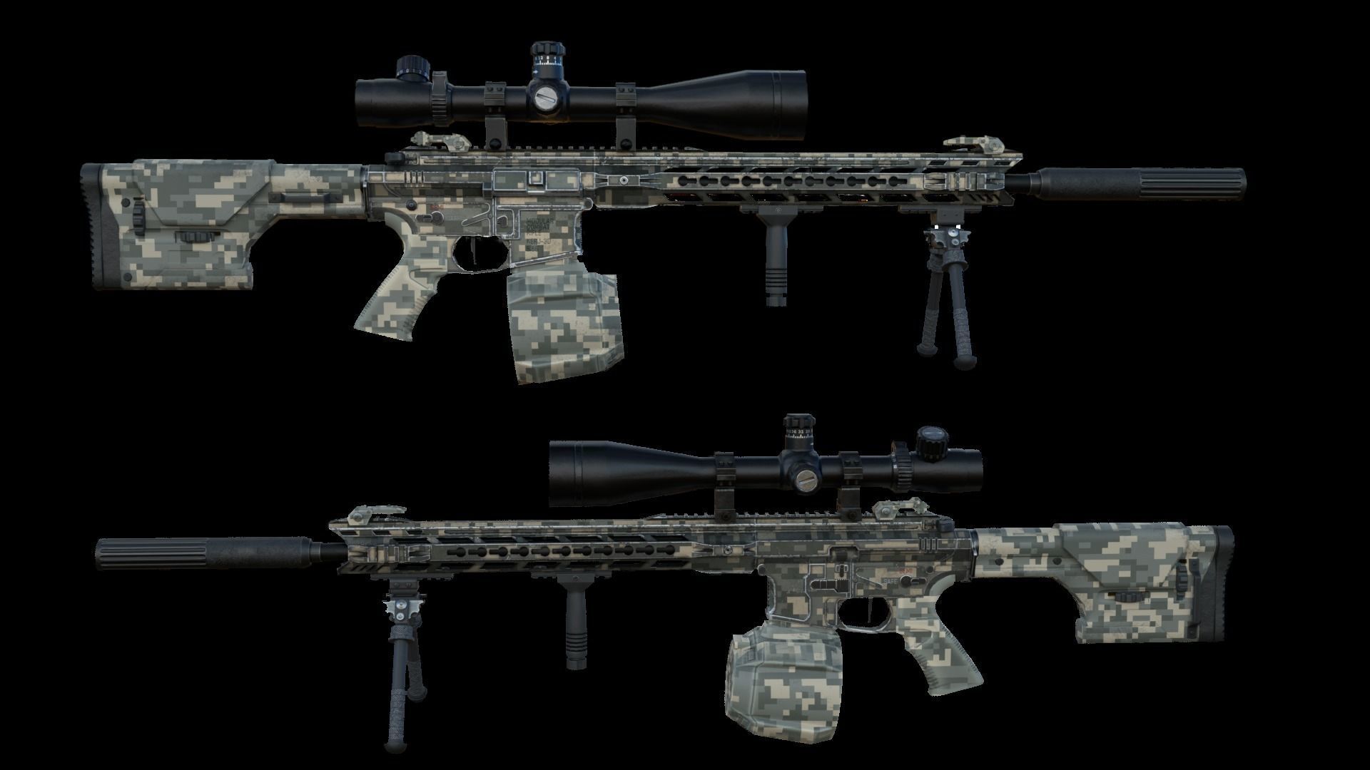 Modular Combat Rifle-Designated Marksman Variant Low-poly 3D model_7