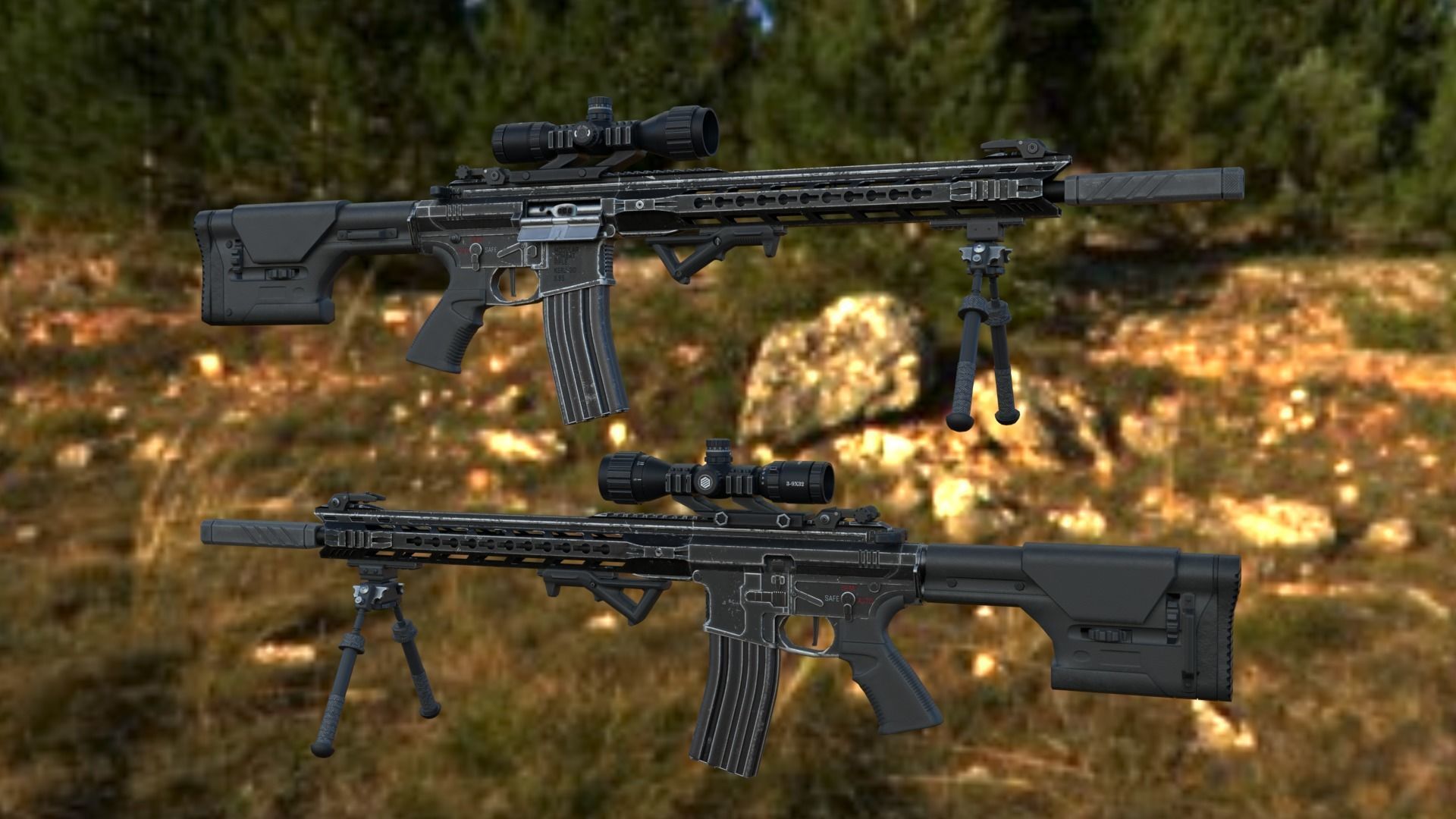 Modular Combat Rifle-Designated Marksman Variant Low-poly 3D model_9