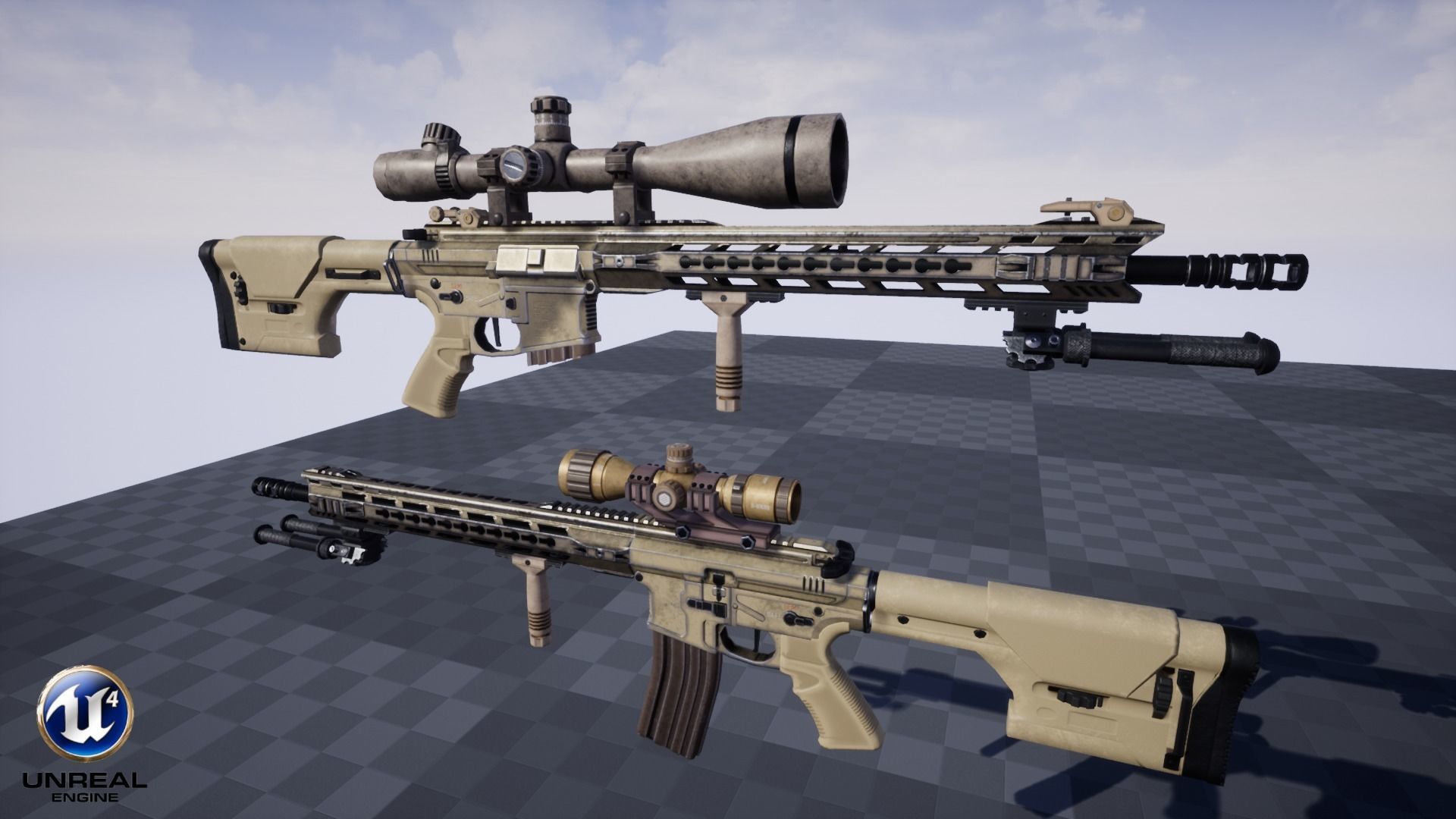 Modular Combat Rifle-Designated Marksman Variant Low-poly 3D model_23