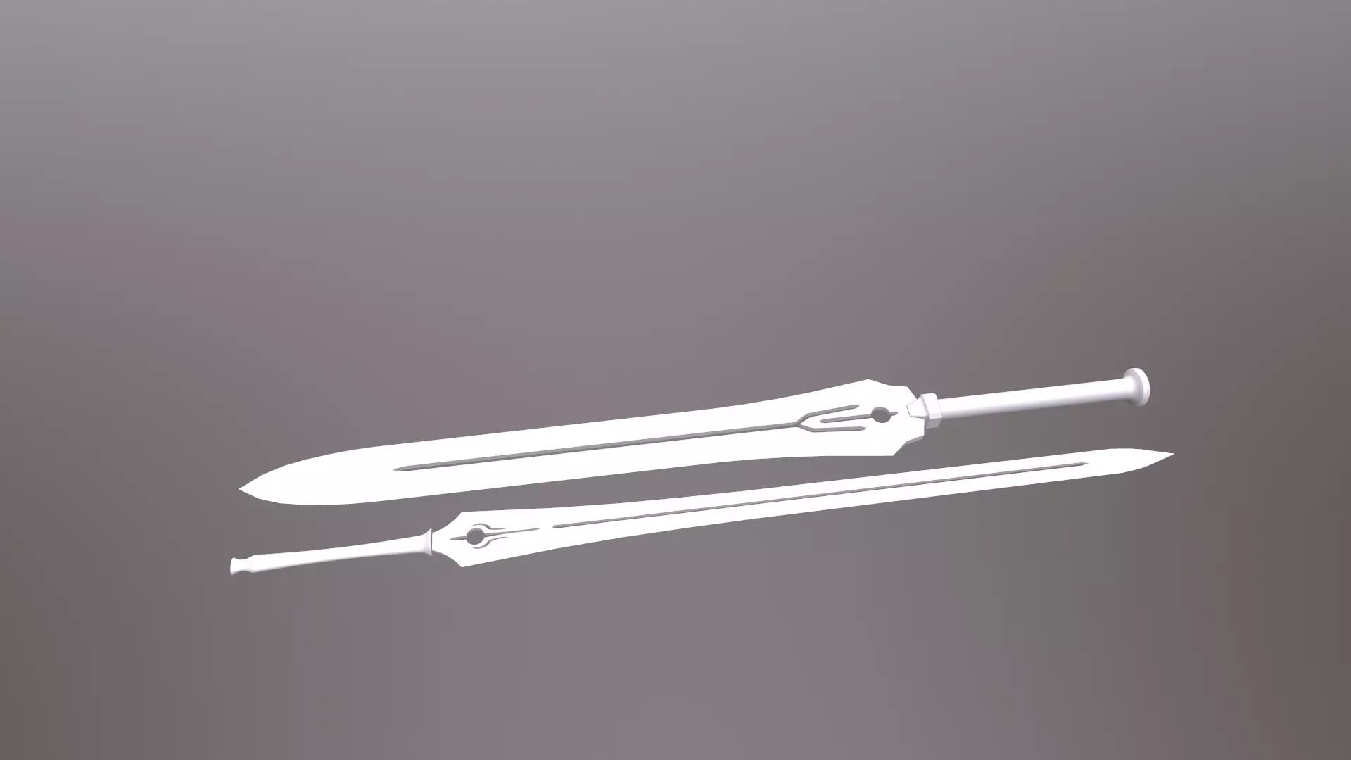 twin sword Low-poly 3D model_0
