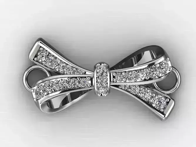 Bow Ribbon Gemstone Center Pendant or Charm