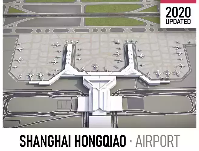 Shanghai Hongqiao International Airport - SHA Low-poly 3D model