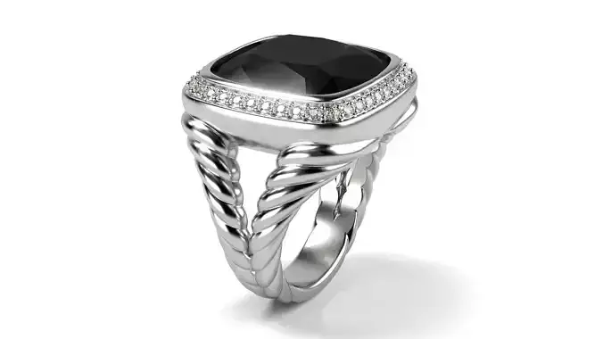 Twisted ring with Cushion 15x15 3D print model