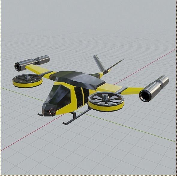Flying vehicle concept Low-poly 3D model_7