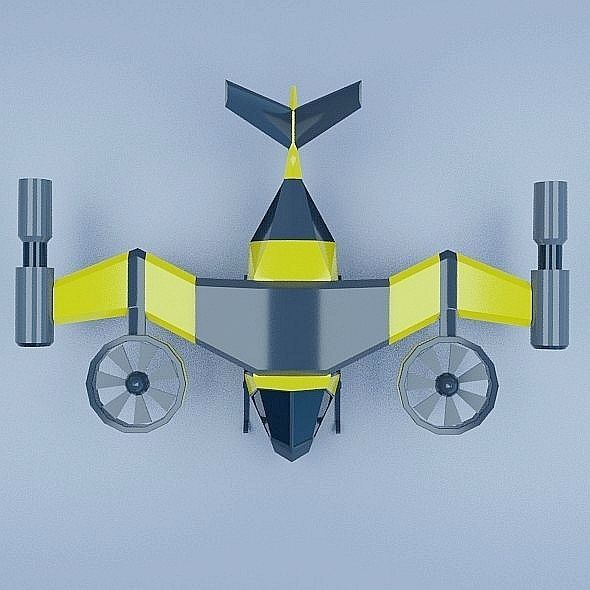 Flying vehicle concept Low-poly 3D model_4