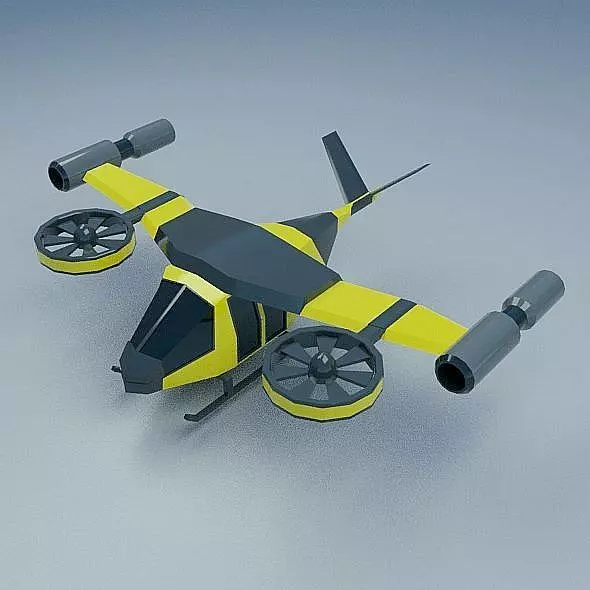 Flying vehicle concept Low-poly 3D model_0