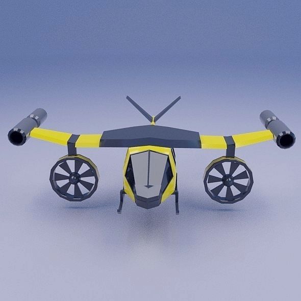 Flying vehicle concept Low-poly 3D model_6