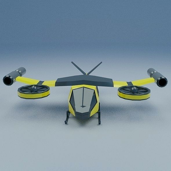 Flying vehicle concept Low-poly 3D model_3