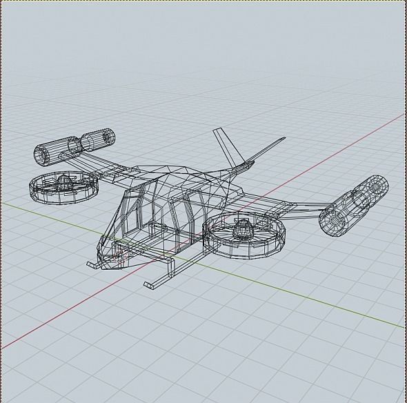Flying vehicle concept Low-poly 3D model_8