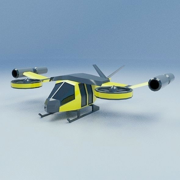 Flying vehicle concept Low-poly 3D model_1