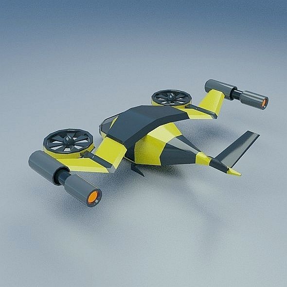 Flying vehicle concept Low-poly 3D model_2
