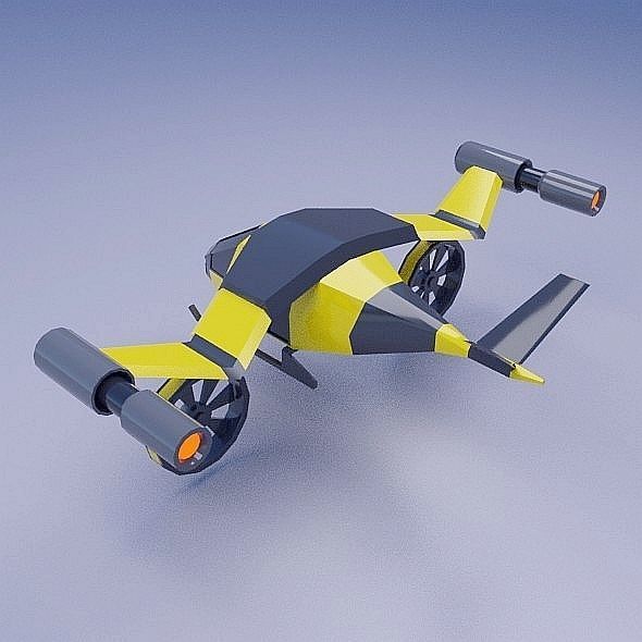 Flying vehicle concept Low-poly 3D model_5