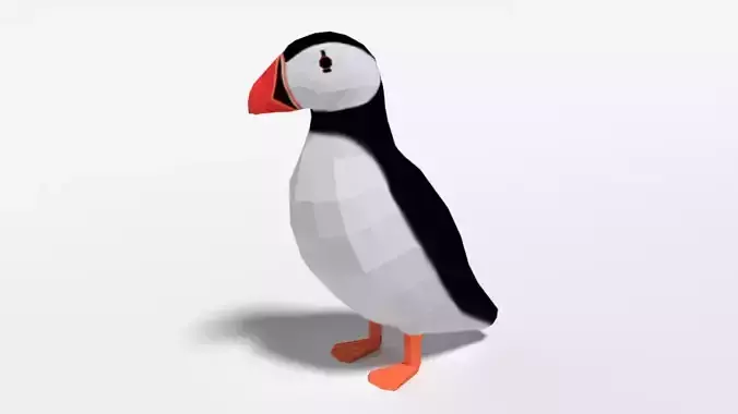 Low Poly Cartoon Puffin
