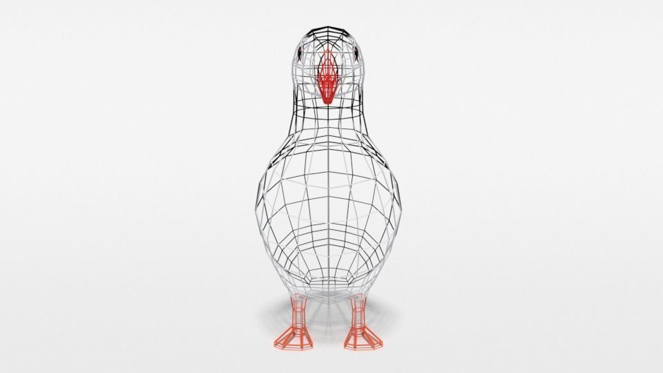 Low Poly Cartoon Puffin Low-poly 3D model_16