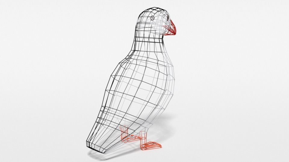 Low Poly Cartoon Puffin Low-poly 3D model_13