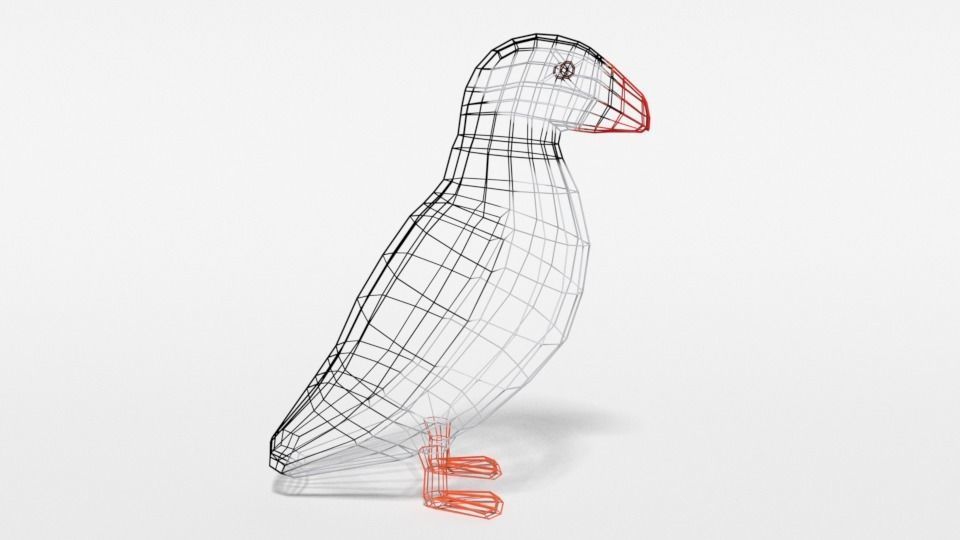 Low Poly Cartoon Puffin Low-poly 3D model_14
