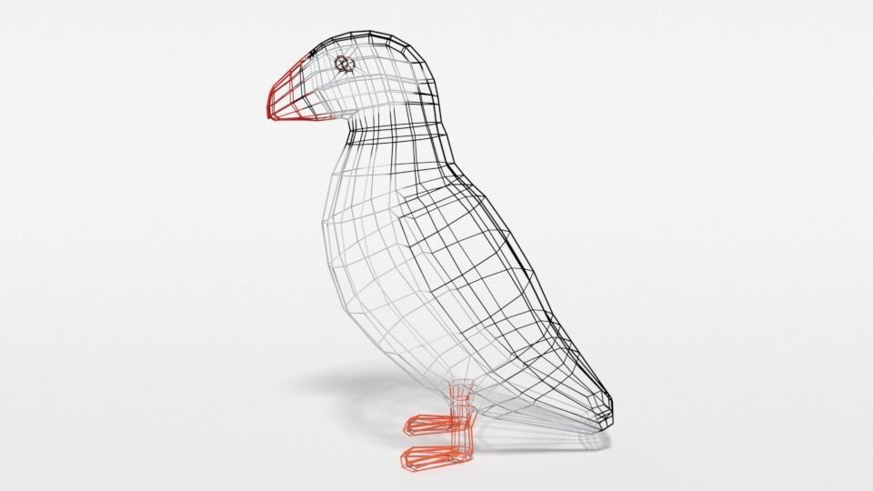 Low Poly Cartoon Puffin Low-poly 3D model_10