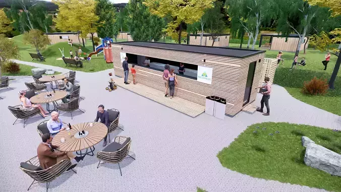 Mobile Kitchen bar fast food restaurant Free 3D model