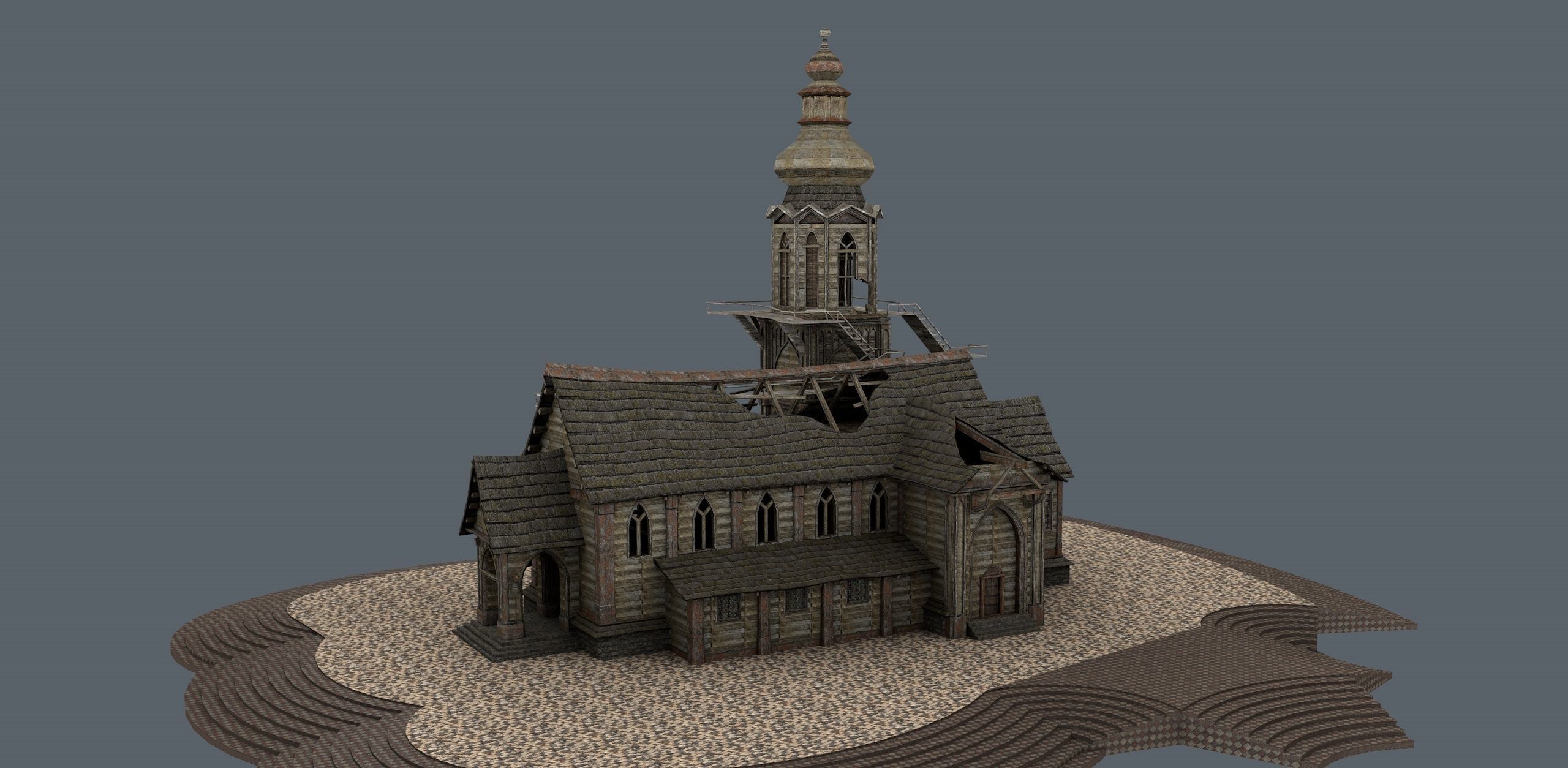 old Church Low-poly 3D model Low-poly 3D model_2