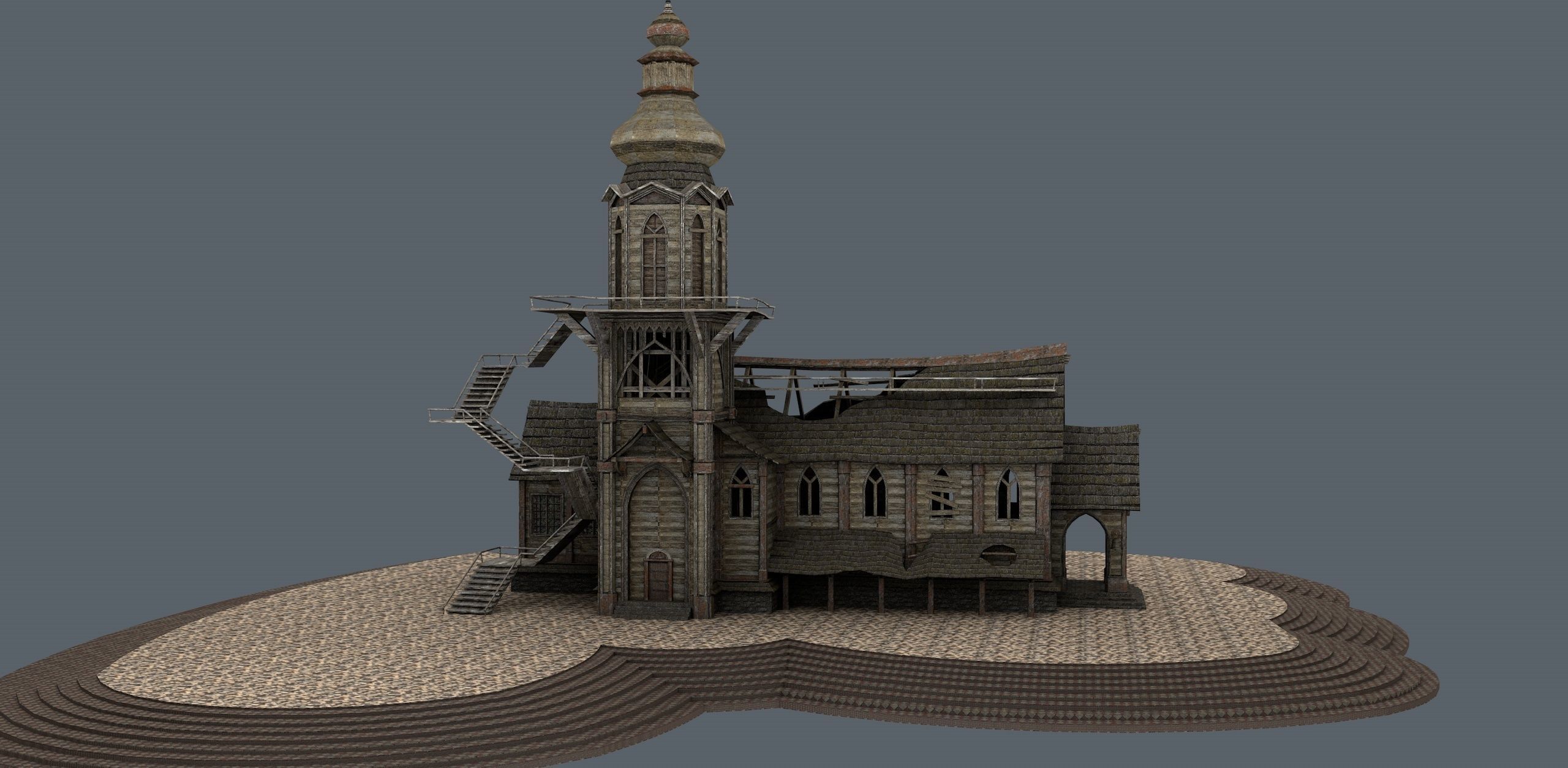 old Church Low-poly 3D model Low-poly 3D model_1