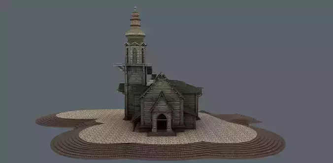 old Church Low-poly 3D model Low-poly 3D model
