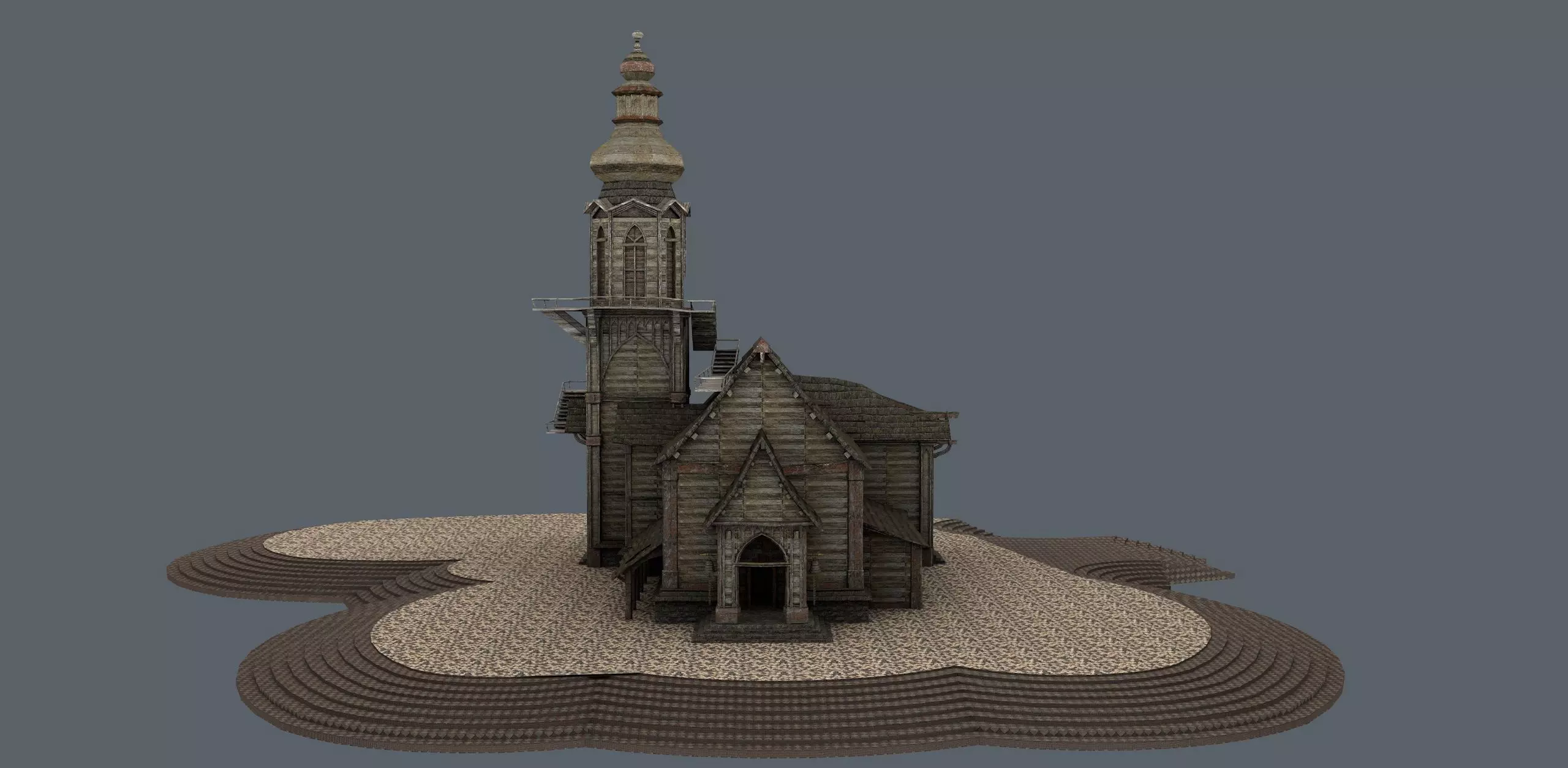 old Church Low-poly 3D model Low-poly 3D model_0