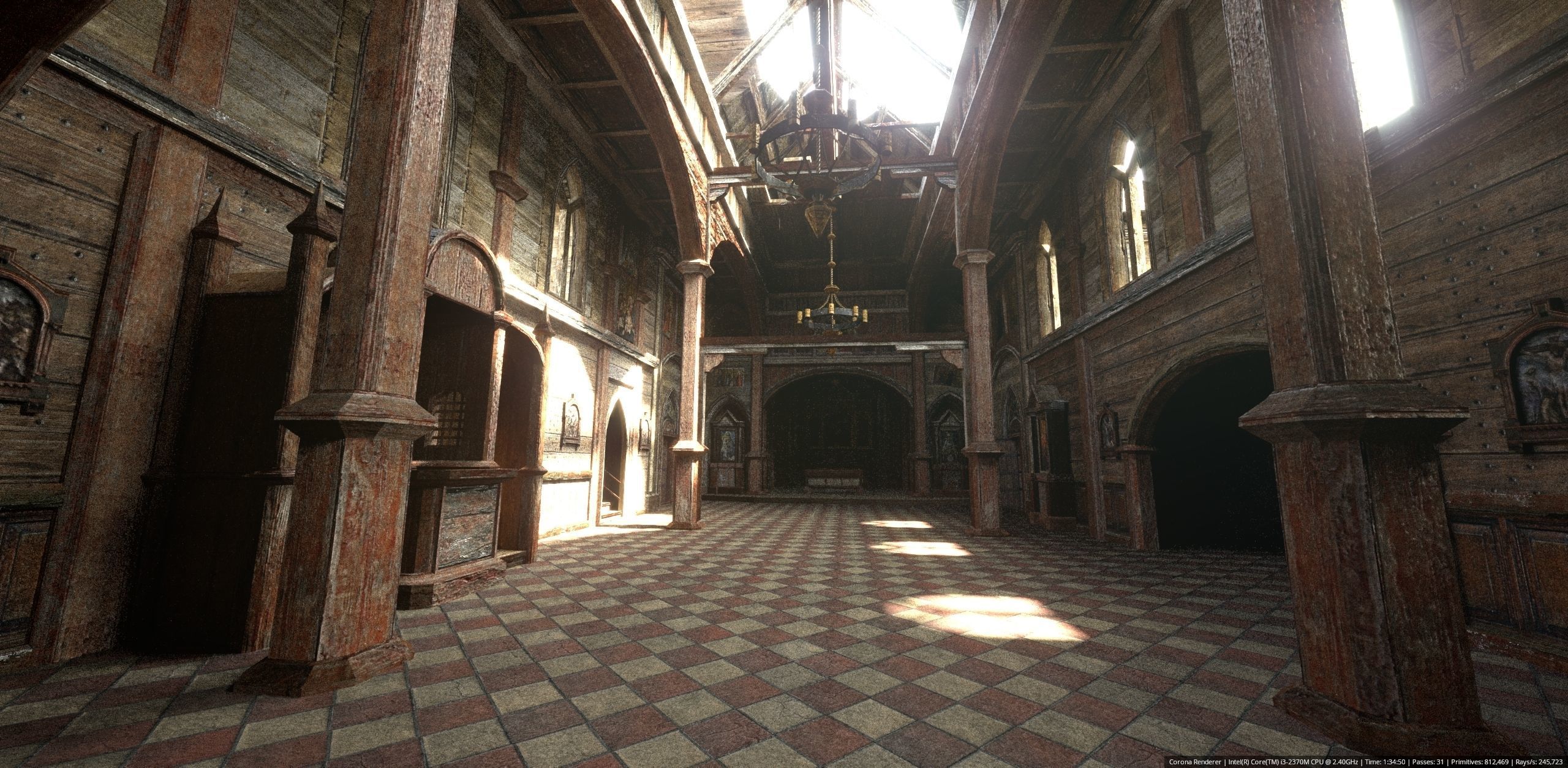 old Church Low-poly 3D model Low-poly 3D model_3