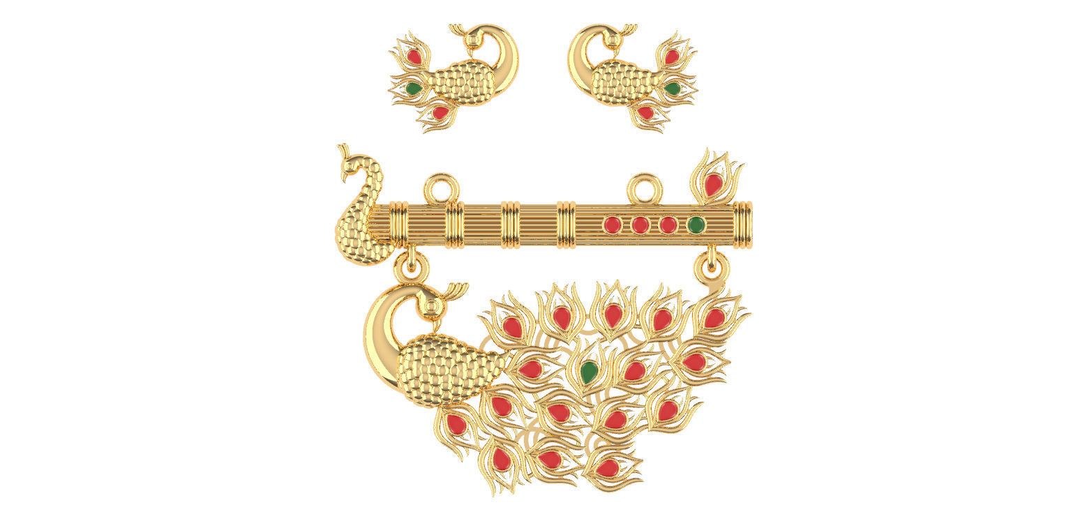 Peacock Gold Mangalsutra 3D print model_3