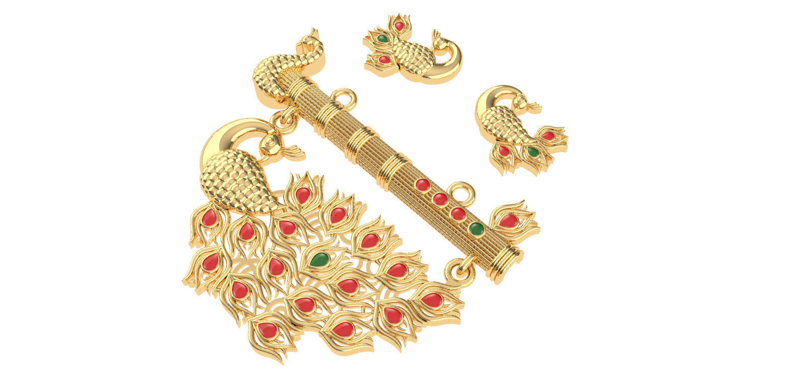 Peacock Gold Mangalsutra 3D print model_5
