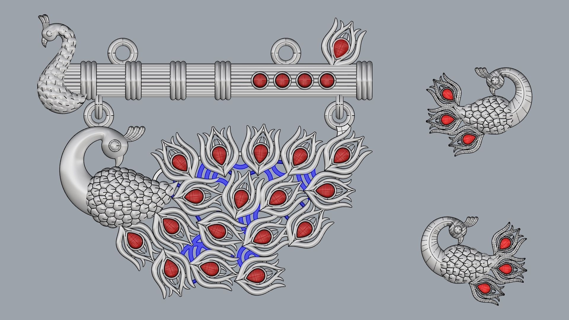 Peacock Gold Mangalsutra 3D print model_6