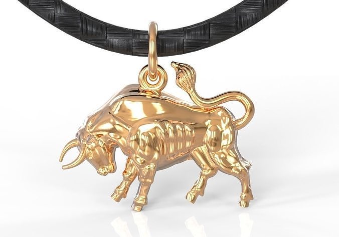 Taurus gold bull pendant on cord 3D print model
