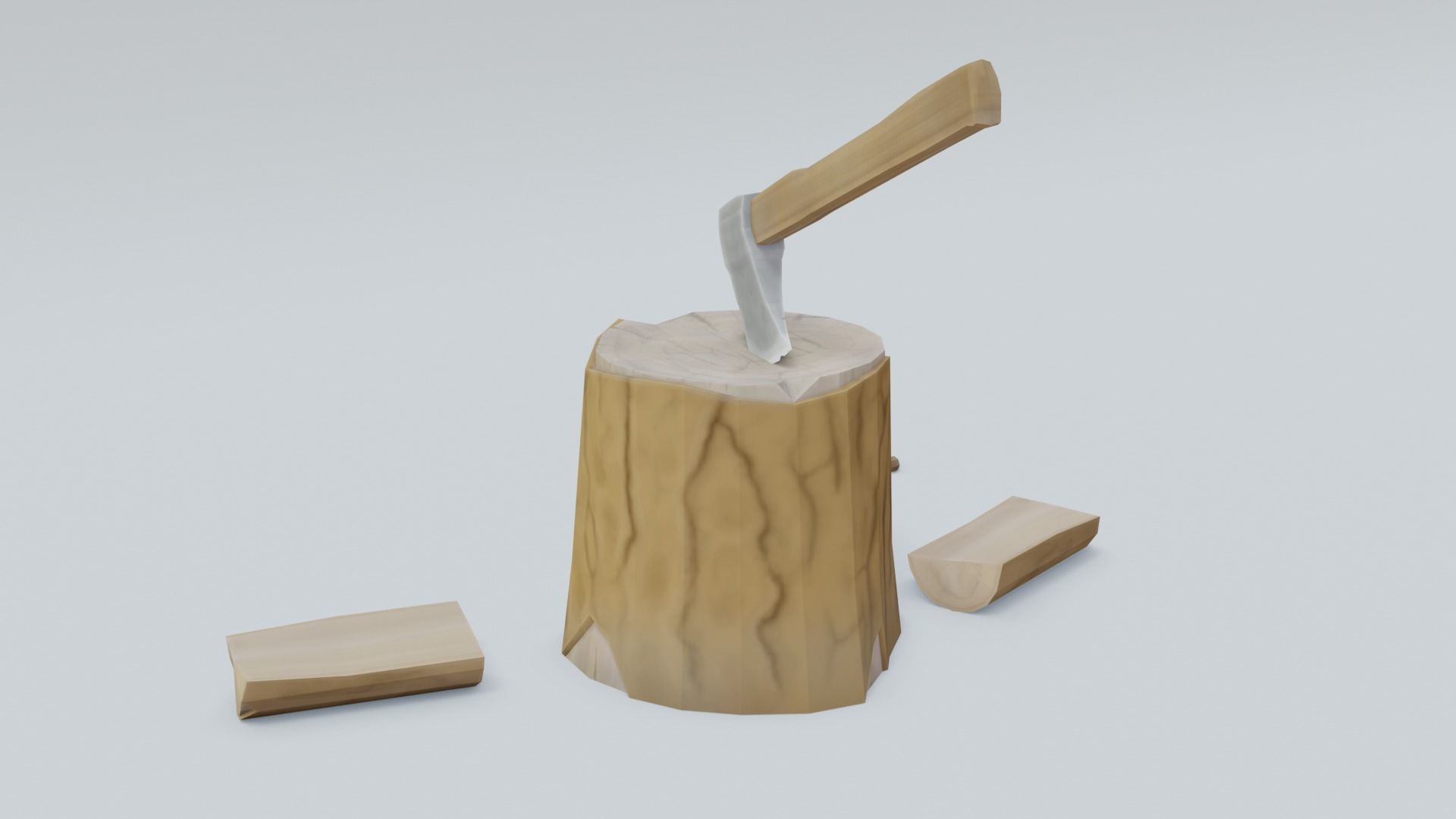 Lumberjack axe - firewood and log Low-poly 3D model_2