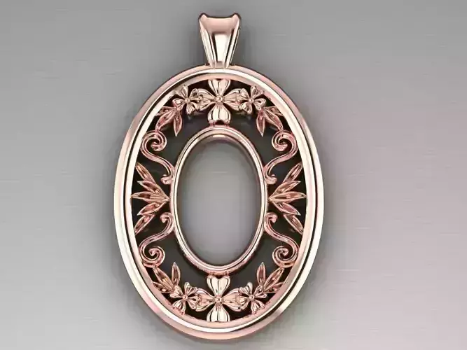 Oval Floral Vintage Pendant Necklace
