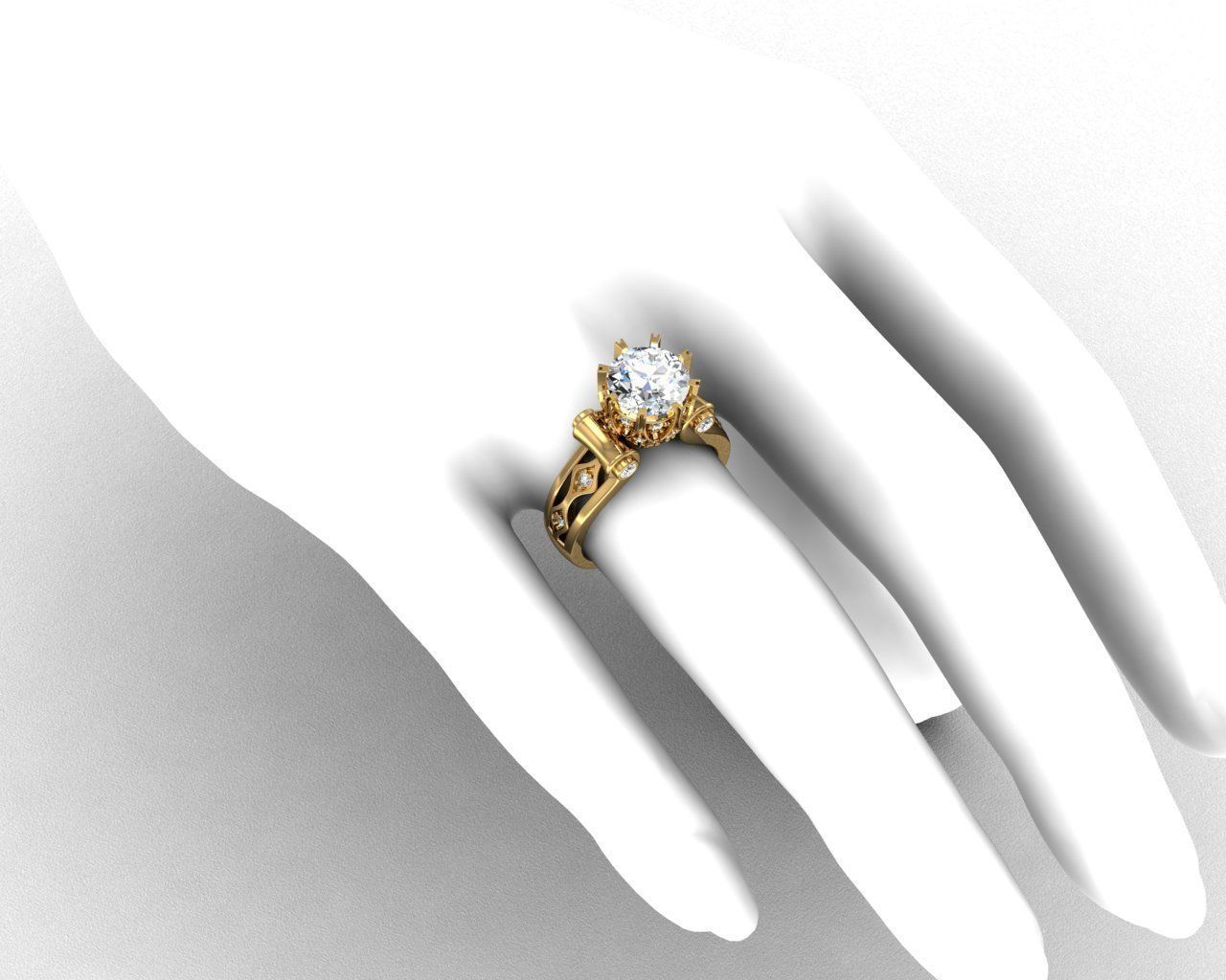 Engagement Luxury Ring With Diamonds 3D Print Model 3D print model_6
