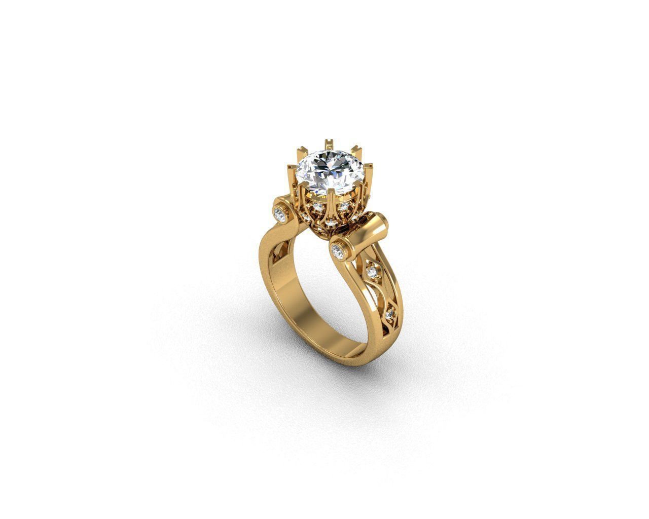Engagement Luxury Ring With Diamonds 3D Print Model 3D print model_5