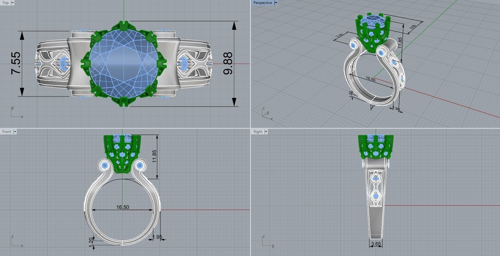 Engagement Luxury Ring With Diamonds 3D Print Model 3D print model_8